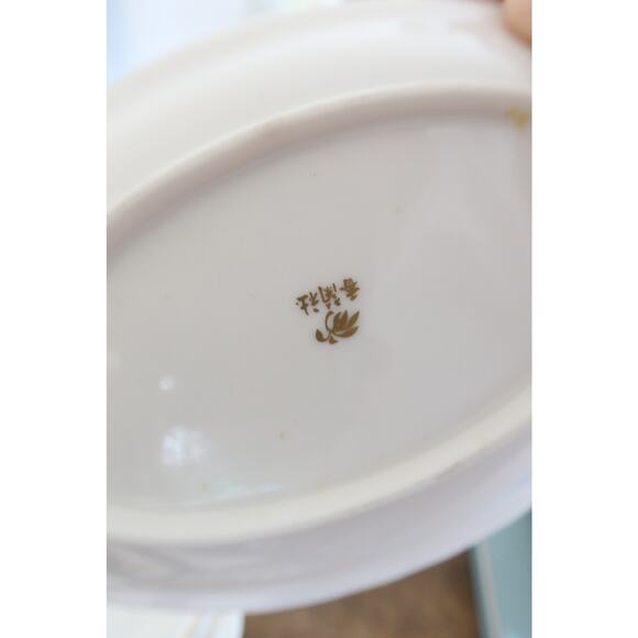 Set of 8 Koransha Vintage Arita Yaki Ware Porcelain Rose Scalloped Oval Plates - Picture 7 of 7